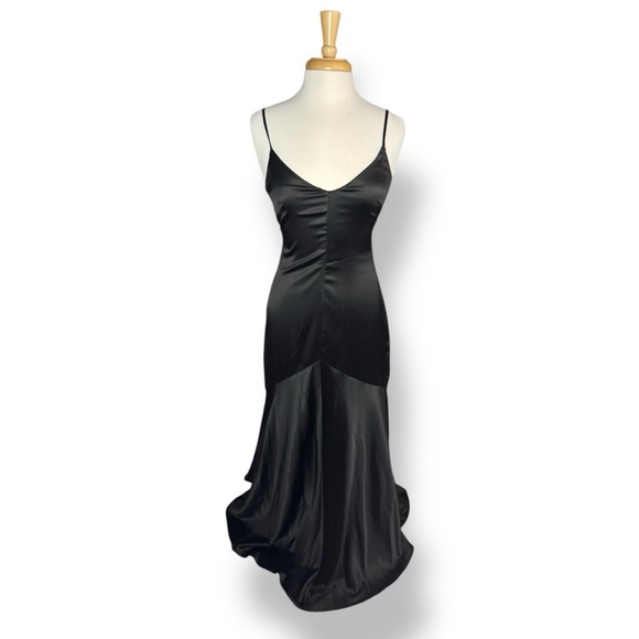 Lulu's Black Satin Maxi Dress - Picture 1 of 7
